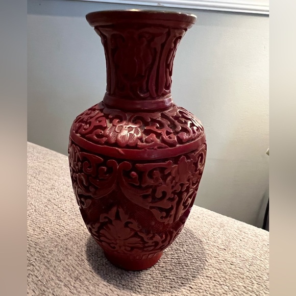 Other - VTG- Chinese Cinnabar and Brass Vase